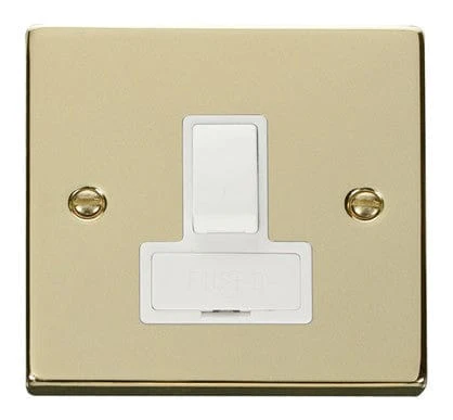 Polished Brass 13A Fused Connection Unit Switched - White Trim