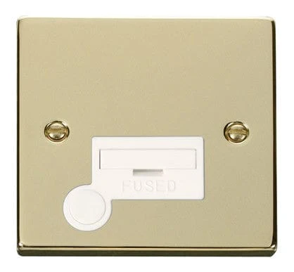 Polished Brass 13A Fused Connection Unit With Flex - White Trim