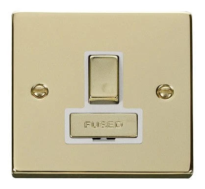 Polished Brass 13A Fused Ingot Connection Unit Switched - White Trim