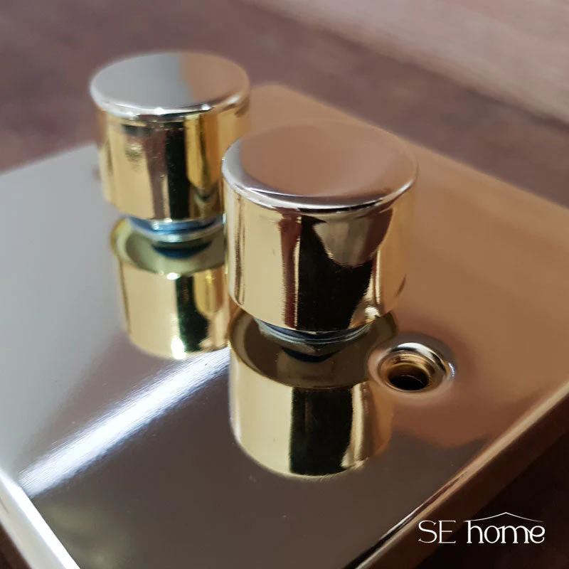 Polished Brass 13A Fused Ingot Connection Unit Switched With Flex - Black Trim - Image 3