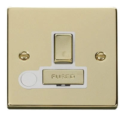 Polished Brass 13A Fused Ingot Connection Unit Switched With Flex - White Trim