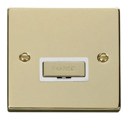 Polished Brass 13A Fused Ingot Connection Unit - White Trim