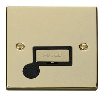Polished Brass 13A Fused Ingot Connection Unit With Flex - Black Trim