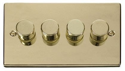 Polished Brass 4 Gang 2 Way LED 100W Trailing Edge Dimmer Light Switch