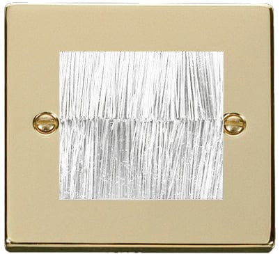 Polished Brass Brush Outlet Plate - White Brush