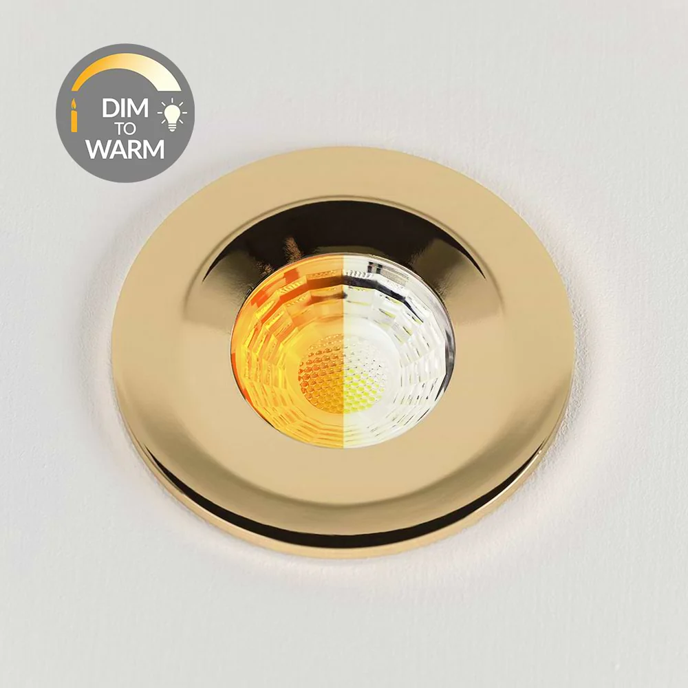 Polished Brass CCT Dim To Warm Fire Rated LED Dimmable 10W IP65 Downlight - Image 2