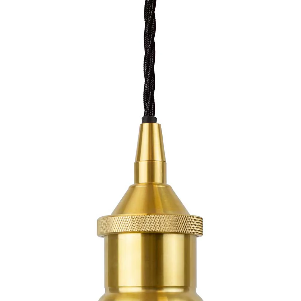 Polished Brass Decorative Bulb Holder with Black Twisted Cable