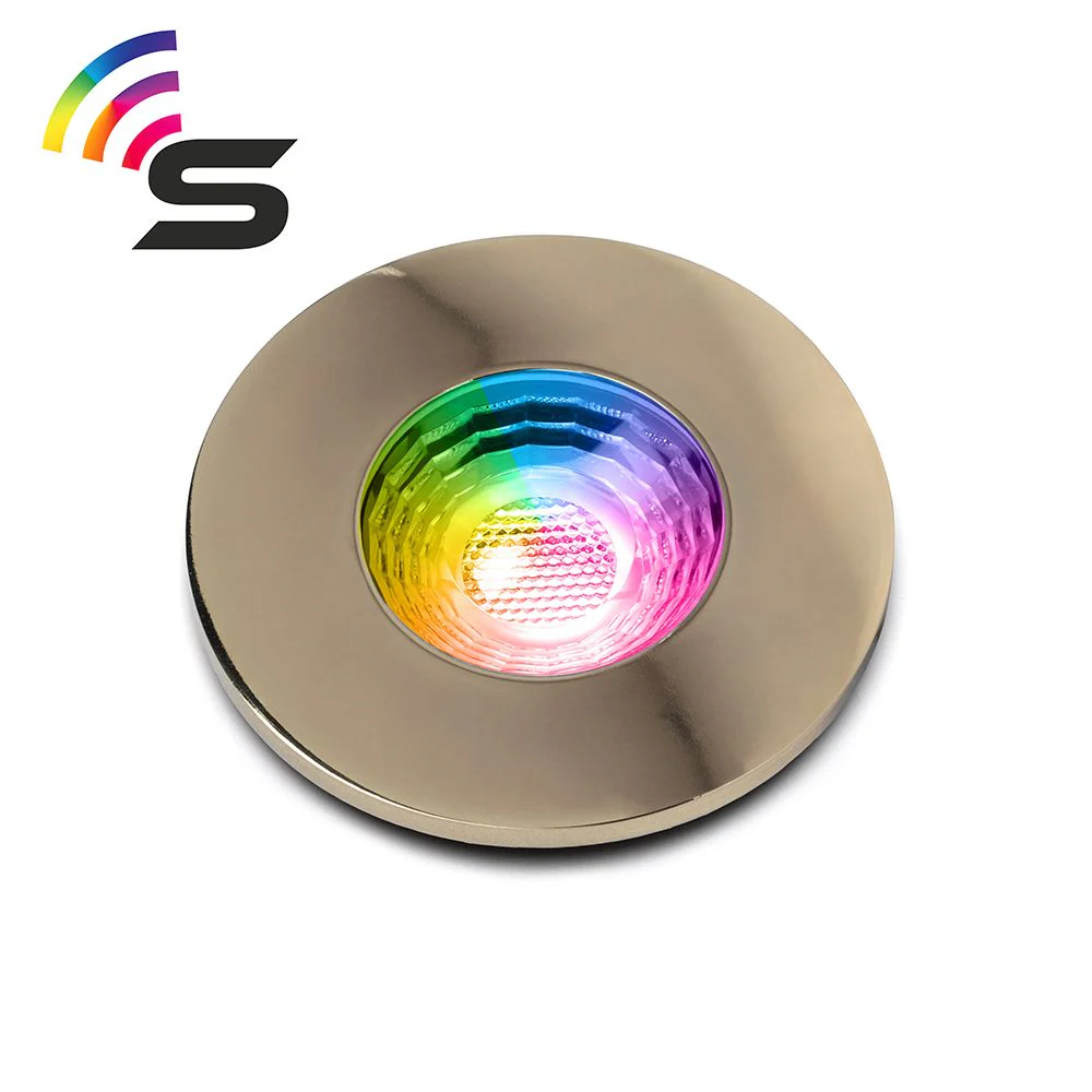 Polished Brass Fire Rated Colour Changing Smart LED IP65 Downlight - Image 2
