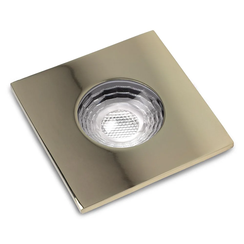 Polished Brass GU10 Fire Rated IP65 Square Downlight - Image 2
