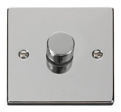 Polished Chrome 1 Gang 2 Way LED 100W Trailing Edge Dimmer Light Switch