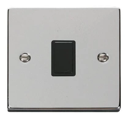 Polished Chrome 1 Gang 20A DP Switch - Black Trim
