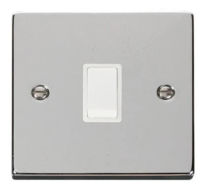 Polished Chrome 1 Gang 20A DP Switch - White Trim