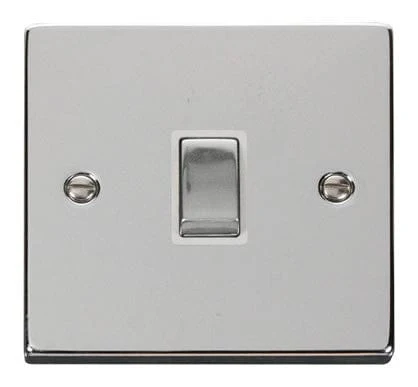 Polished Chrome 1 Gang 20A Ingot DP Switch - White Trim