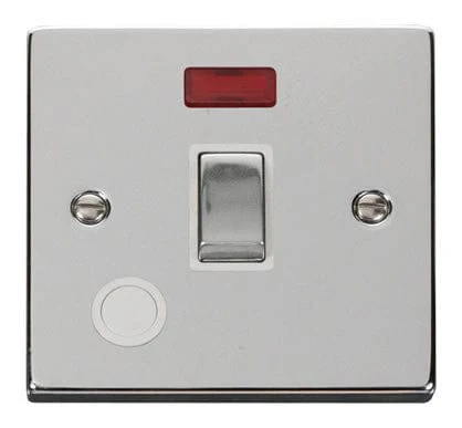 Polished Chrome 1 Gang 20A Ingot DP Switch With Flex With Neon - White Trim