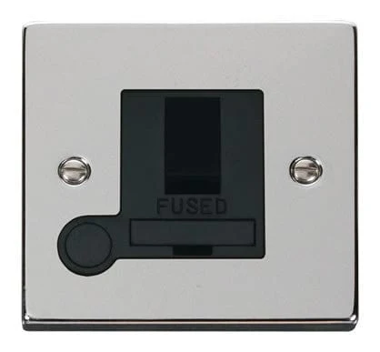 Polished Chrome 13A Fused Connection Unit Switched With Flex - Black Trim