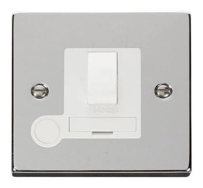 Polished Chrome 13A Fused Connection Unit Switched With Flex - White Trim
