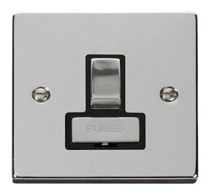 Polished Chrome 13A Fused Ingot Connection Unit Switched - Black Trim