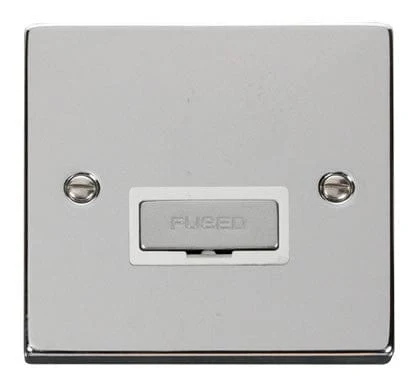 Polished Chrome 13A Fused Ingot Connection Unit - White Trim