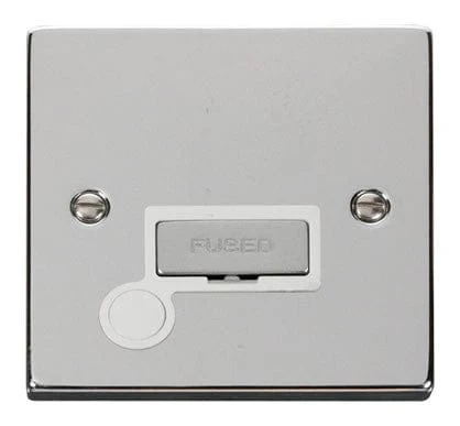 Polished Chrome 13A Fused Ingot Connection Unit With Flex - White Trim