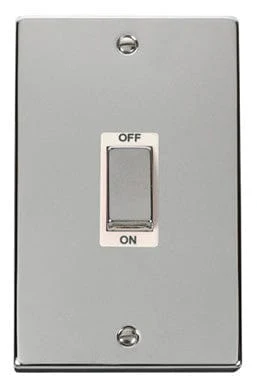 Polished Chrome 2 Gang Ingot Size 45A Switch - White Trim