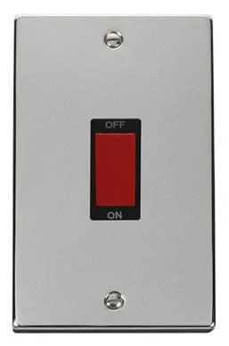 Polished Chrome 2 Gang Size 45A Switch - Black Trim