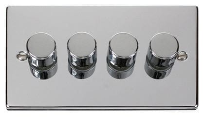 Polished Chrome 4 Gang 2 Way LED 100W Trailing Edge Dimmer Light Switch