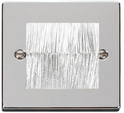 Polished Chrome Brush Outlet Plate - White Brush
