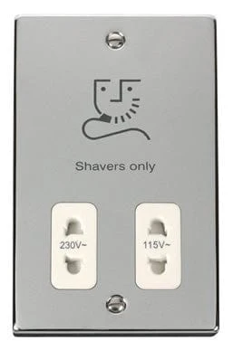 Polished Chrome Shaver Socket 115v/230v - White Trim