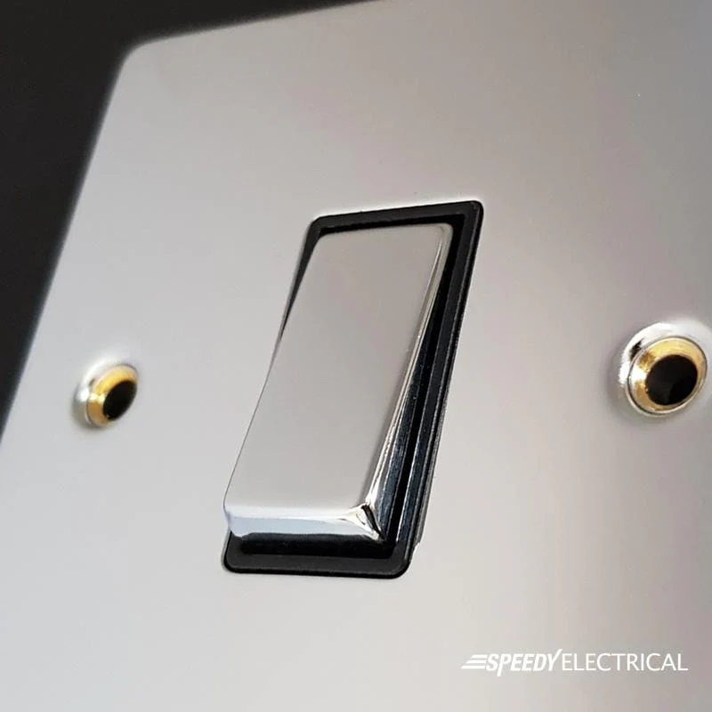 Polished Chrome Satellite & Coaxial Socket 1 Gang - Black Trim - Image 6