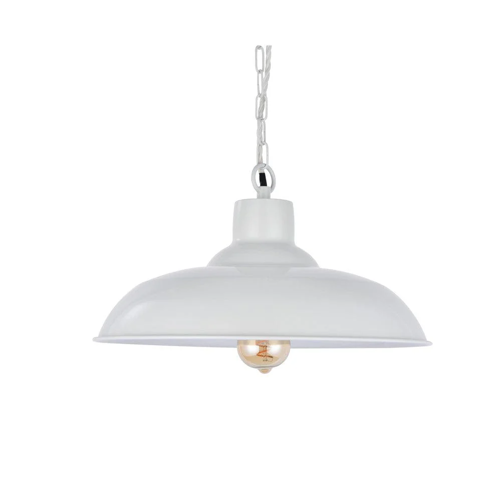 Portland Reclaimed Style Industrial Pendant Light Clay White Cream - Image 4