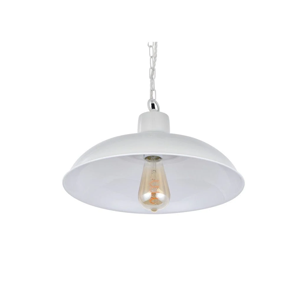 Portland Reclaimed Style Industrial Pendant Light Clay White Cream - Image 5