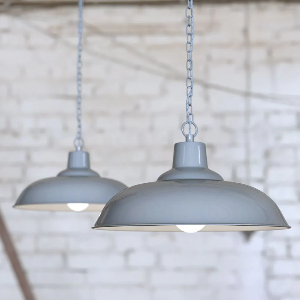 Portland Reclaimed Style Industrial Pendant Light French Grey - Image 2