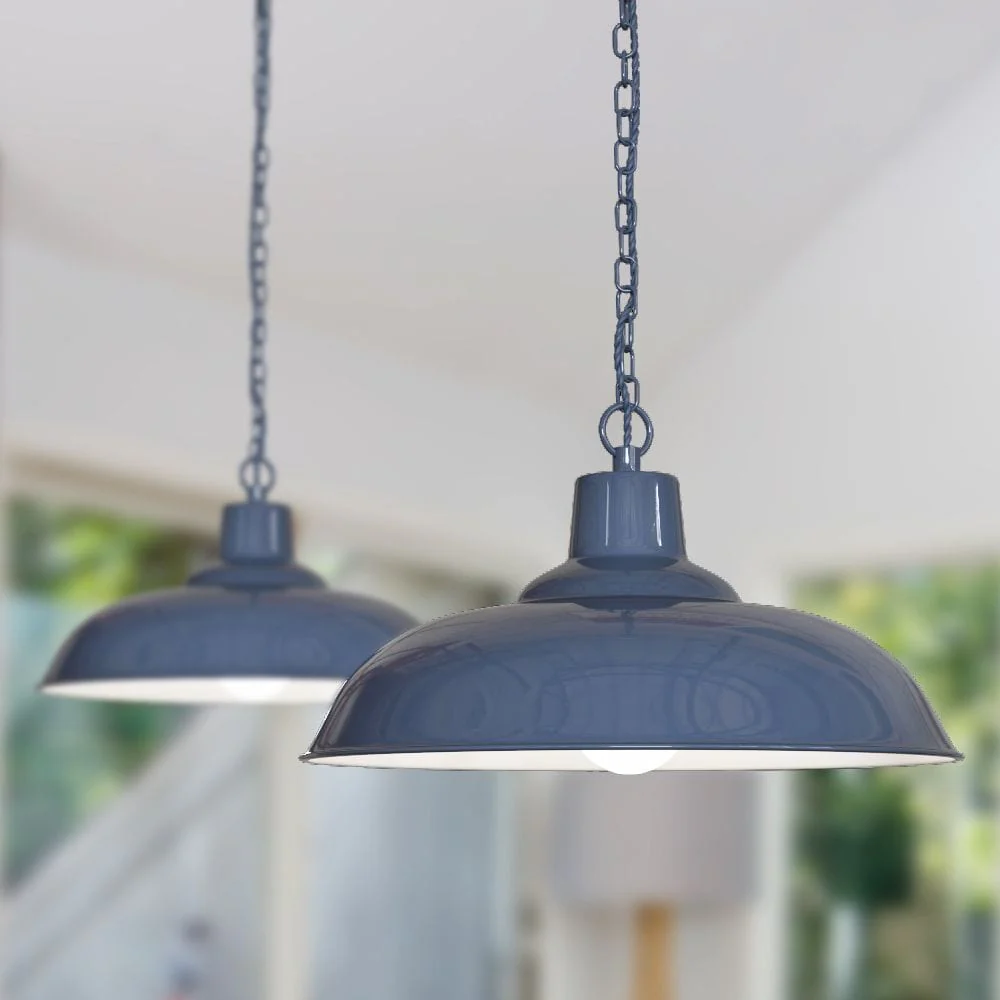 Portland Reclaimed Style Industrial Pendant Light Leaden Grey Slate - Image 2