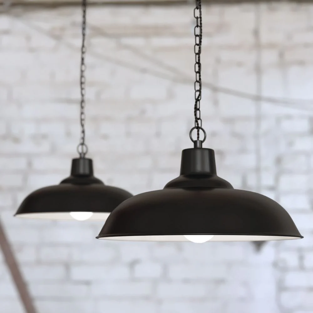 Portland Reclaimed Style Industrial Pendant Light Matt Black - Image 2