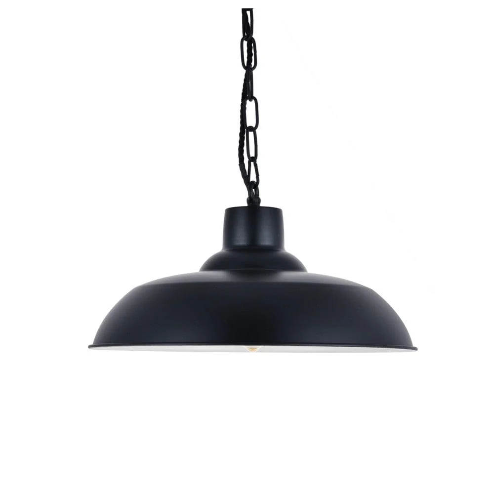 Portland Reclaimed Style Industrial Pendant Light Matt Black - Image 5