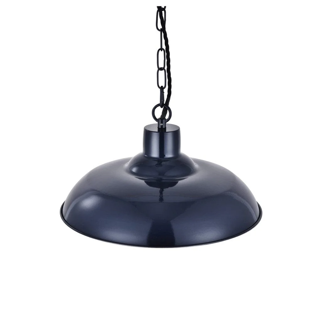 Portland Reclaimed Style Industrial Pendant Light Squid Ink Navy Blue - Image 3
