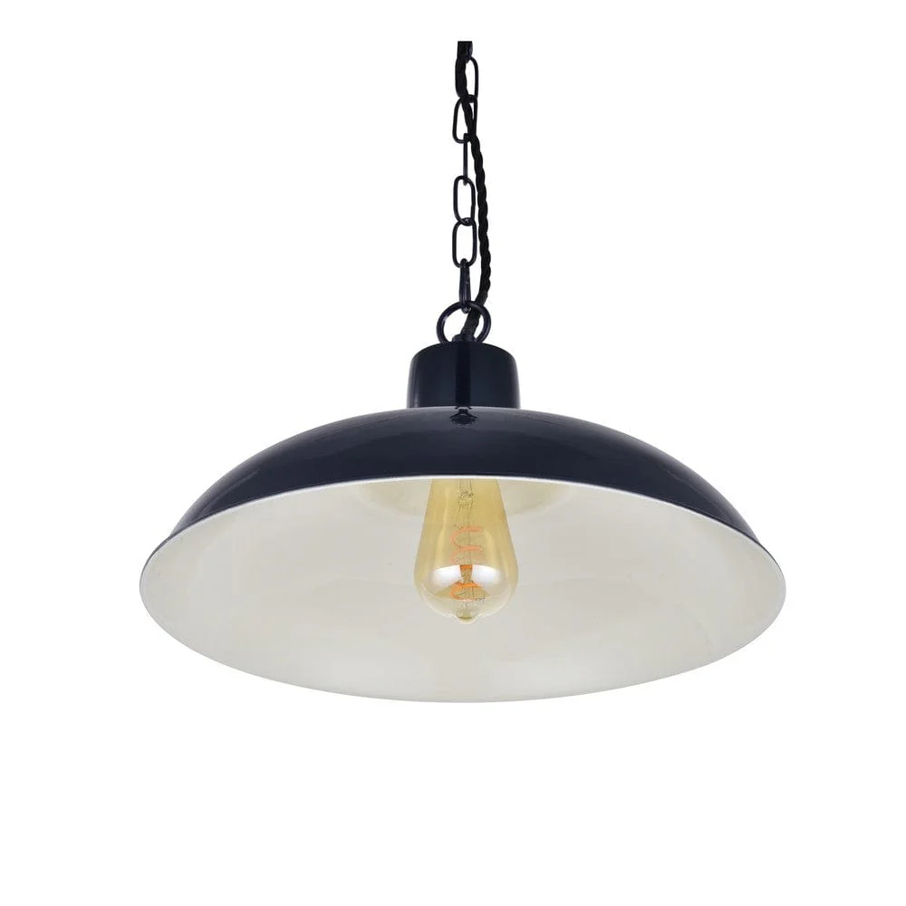 Portland Reclaimed Style Industrial Pendant Light Squid Ink Navy Blue - Image 4