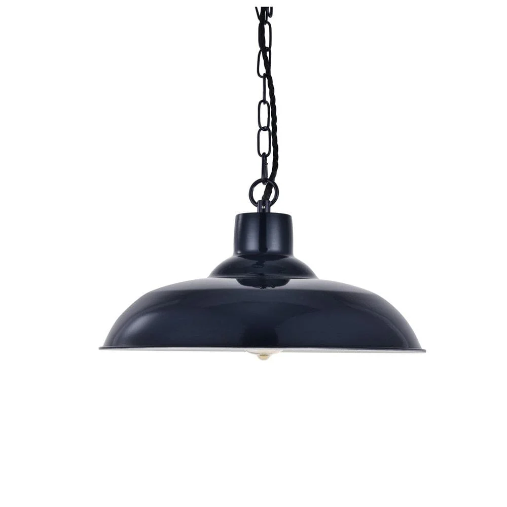 Portland Reclaimed Style Industrial Pendant Light Squid Ink Navy Blue - Image 6