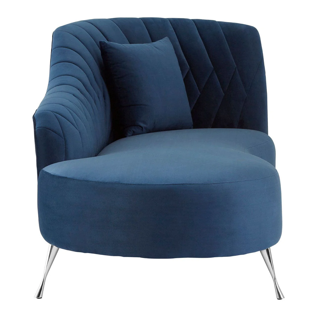 Rene Dark Blue Velvet Right Arm Chaise Longue - Image 3
