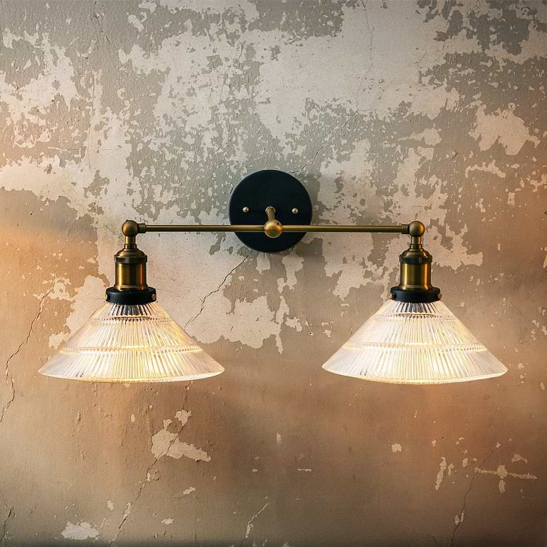 Romilly Etched Glass Double Funnel French Style Wall Light - Image 2