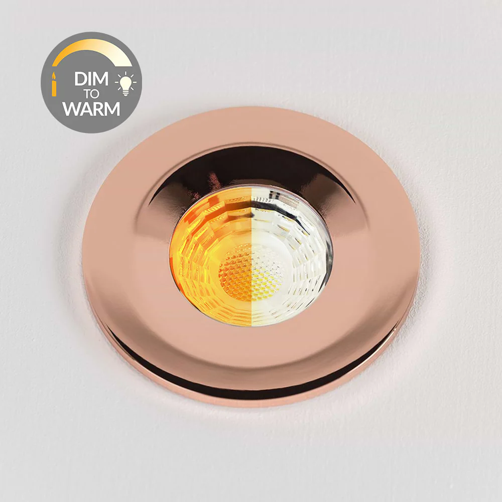 Rose Gold CCT Dim To Warm Fire Rated LED Dimmable 10W IP65 Downlight - Image 2