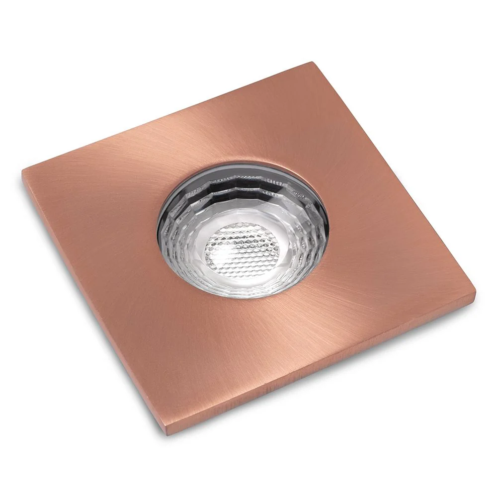 Rose Gold GU10 Fire Rated IP65 Square Downlight - Image 2