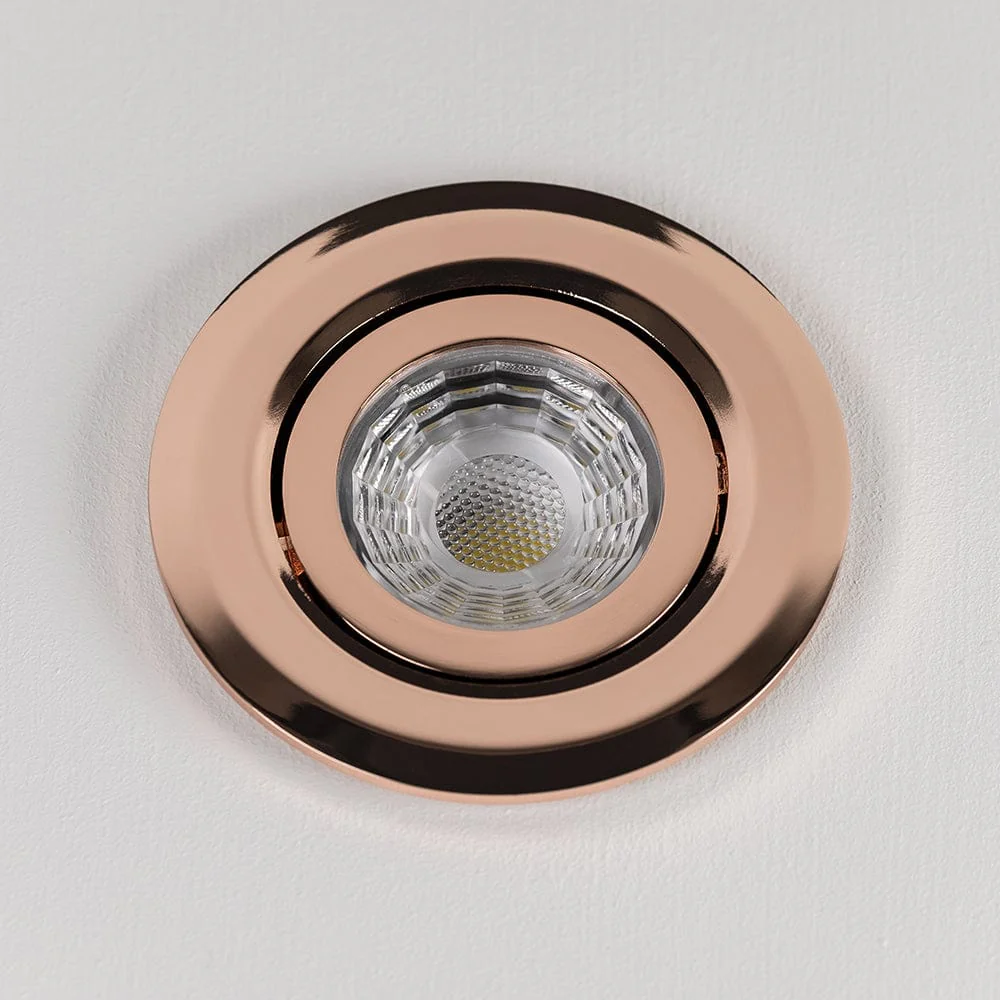 Rose Gold Tiltable Adjustable 4k Fire Rated LED 6W IP44 Dimmable Downlight - Image 4