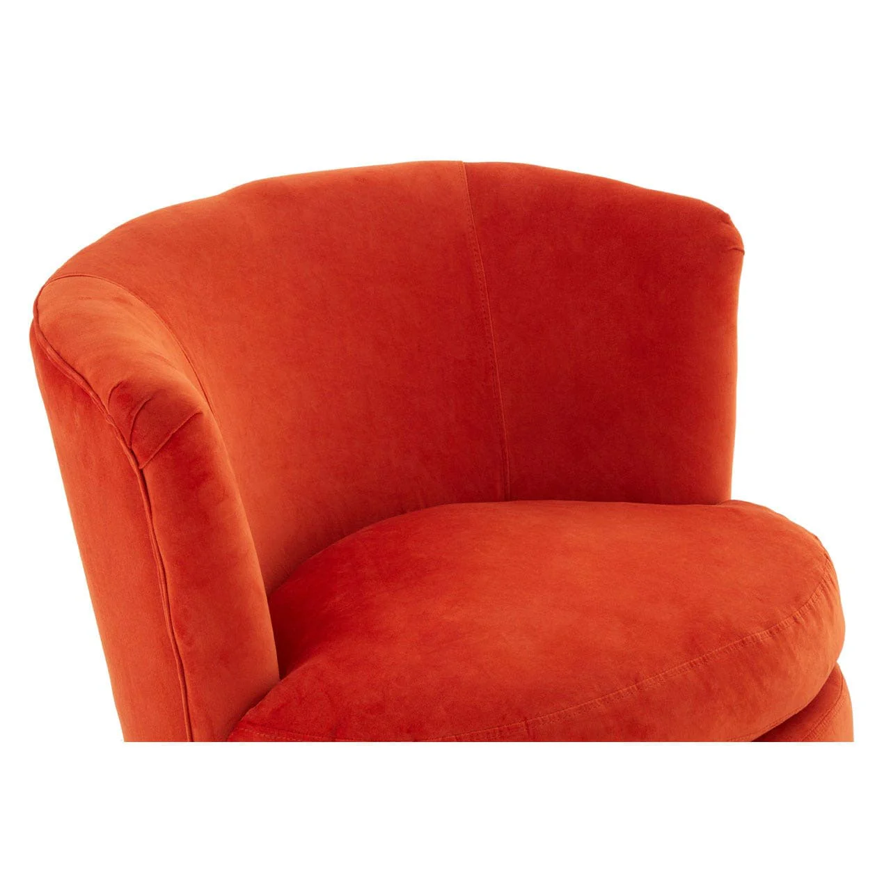 Round Plush Armchair, Orange Cotton Velvet, Birchwood Legs - Image 6