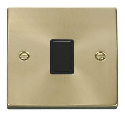 Satin Brass 1 Gang 20A DP Switch - Black Trim