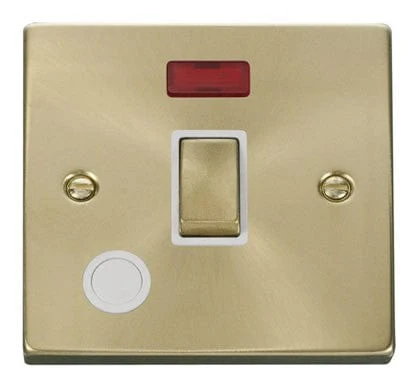 Satin Brass 1 Gang 20A Ingot DP Switch With Flex With Neon - White Trim