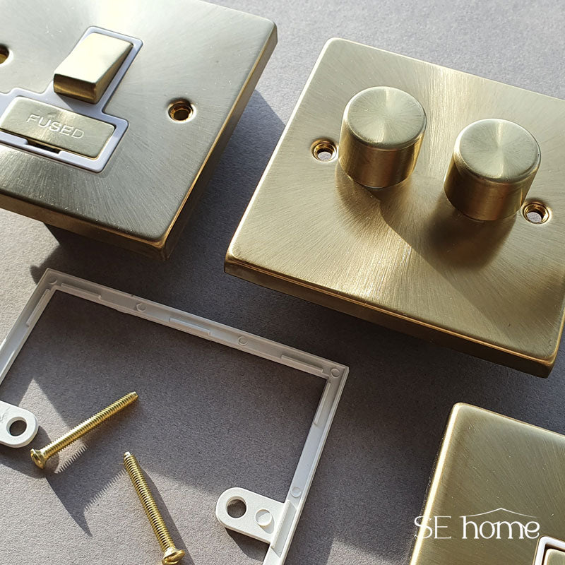 Satin Brass 13A Fused Connection Unit - White Trim - Image 6