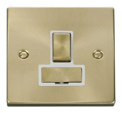 Satin Brass 13A Fused Ingot Connection Unit Switched - White Trim
