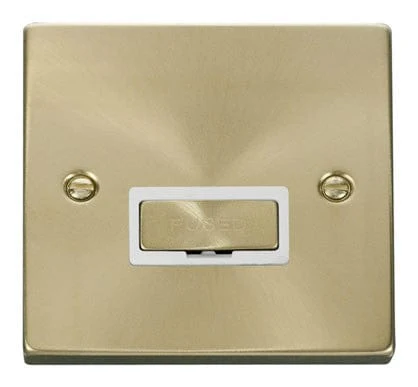 Satin Brass 13A Fused Ingot Connection Unit - White Trim
