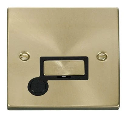 Satin Brass 13A Fused Ingot Connection Unit With Flex - Black Trim
